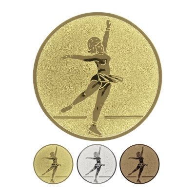 Embossed aluminum emblem - figure skater