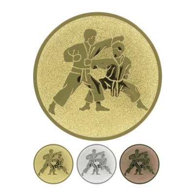 Embossed aluminum emblem - karate fight