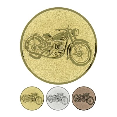 Embossed aluminum emblem - vintage motorcycle