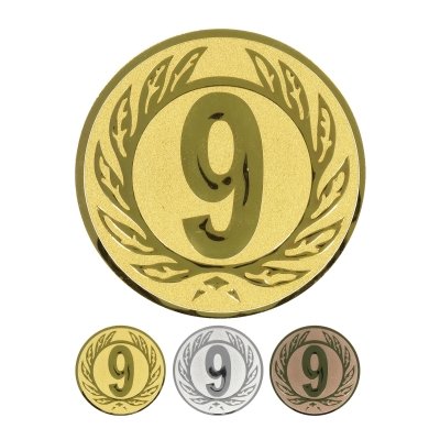 Embossed aluminum emblem - number 9