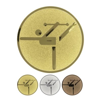 Embossed aluminum emblem - Gymnastics pictogram