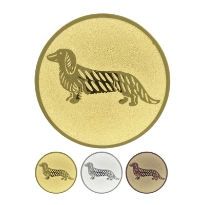 Embossed aluminum emblem - Long-haired dachshund