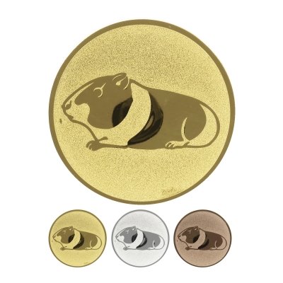 Embossed aluminum emblem - Guinea pig