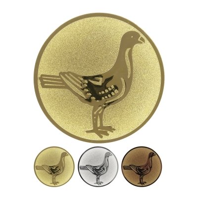 Embossed aluminum emblem - Dove standing
