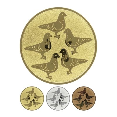 Emblème en aluminium gaufré - 5 colombes