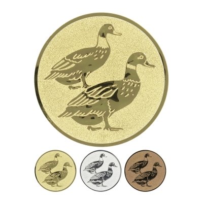 Embossed aluminum emblem - ducks