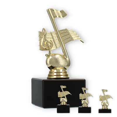Trophy plastic figure lyre gold on black marble base