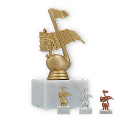 Trophy plastic figure note on white marble base