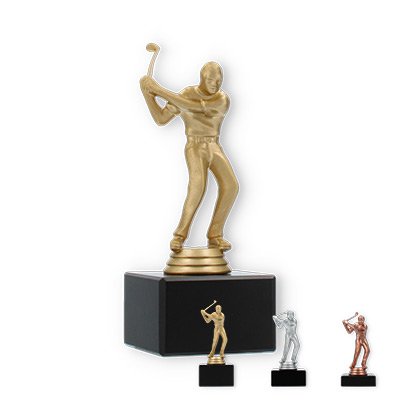 Trophy plastic figure golf men on black marble base