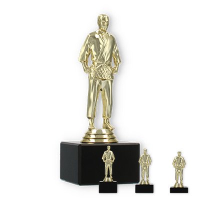 Pokal Kunststofffigur Judo Herren gold auf schwarzem Marmorsockel