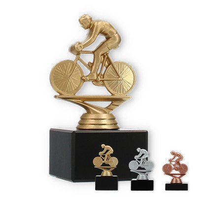 Trophy plastic figure road cycling on black marble base