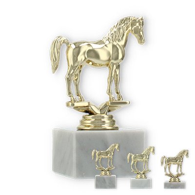 Pokal Kunststofffigur Araber gold auf weißem Marmorsockel