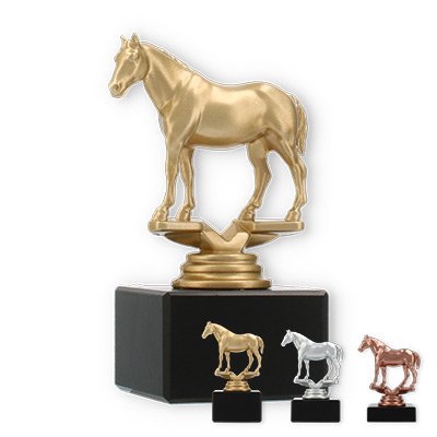 Pokal Kunststofffigur Quarter Horse auf schwarzem Marmorsockel