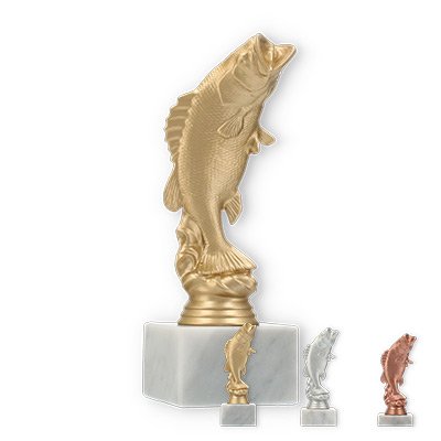 Trophy plastic figure standing perch on white marble base