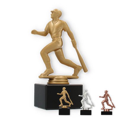 Trophy plastic figure baseball player on black marble base