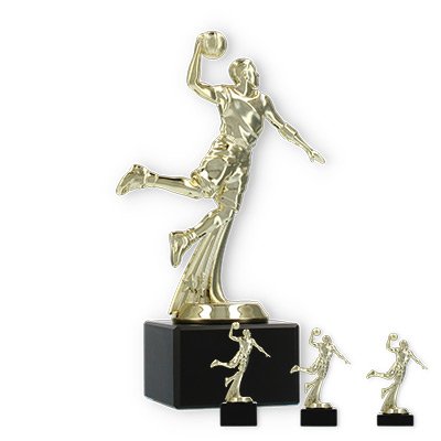 Trophy plastic figure basketball player gold on black marble base