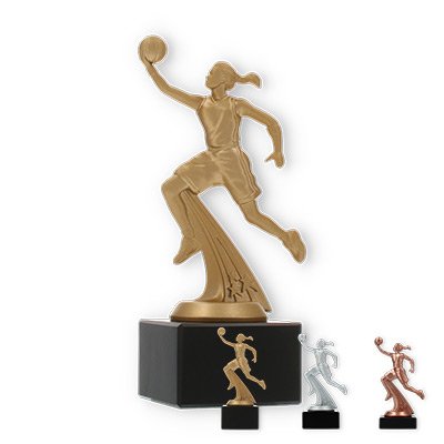 Trophy plastic figure basketball player female on black marble base