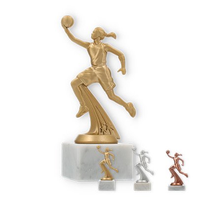 Coupe Figurine en plastique Joueuse de basket-ball sur socle en marbre blanc