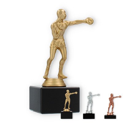 Trophy plastic figure boxer on black marble base