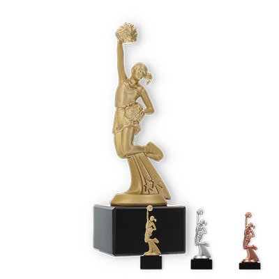 Pokal Kunststofffigur Cheerleader auf schwarzem Marmorsockel
