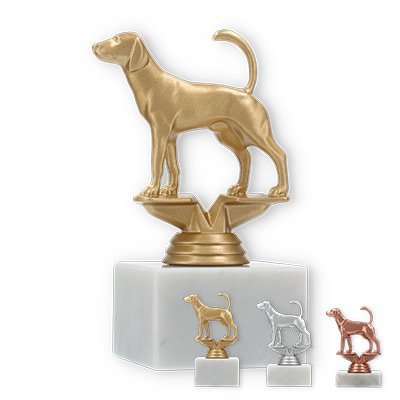 Trophy plastic figure Foxhound on white marble base