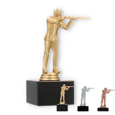Trophy plastic figure rifleman on black marble base