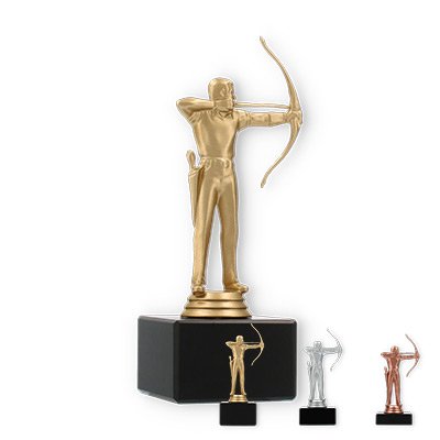 Trophy plastic figure archer on black marble base