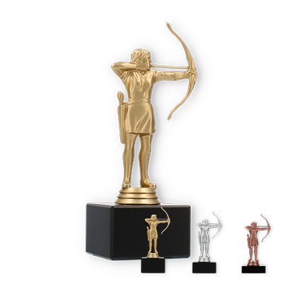 Trophy plastic figure archer on black marble base