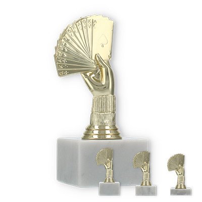 Troféu figura de plástico Ponte dourada sobre base de mármore branco