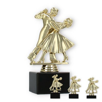 Pokal Kunststofffigur Tanzpaar gold auf schwarzem Marmorsockel