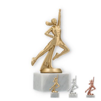 Trophy plastic figure dancing on white marble base