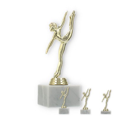 Pokal Kunststofffigur modernes Tanzen gold auf weißem Marmorsockel