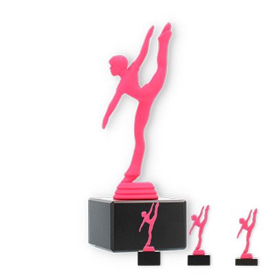 Pokal Kunststofffigur modernes Tanzen pink auf schwarzem Marmorsockel