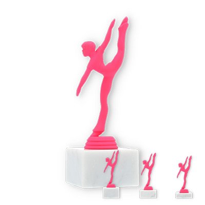 Trophy plastic figure modern dancing pink on white marble base