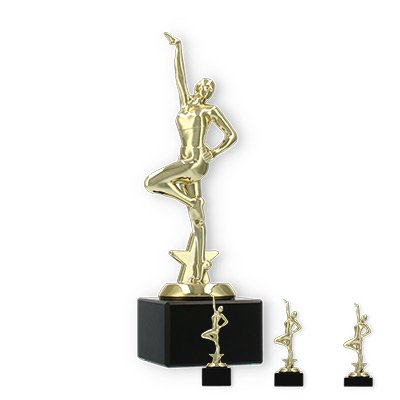 Pokal Kunststofffigur Jazz Dance gold auf schwarzem Marmorsockel
