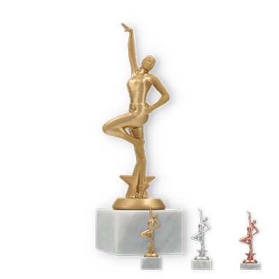 Troféu figura de plástico Jazz Dança sobre base de mármore branco