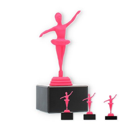 Pokal Kunststofffigur Ballerina pink auf schwarzem Marmorsockel