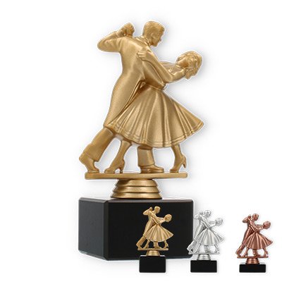 Trophy plastic figure dancing couple on black marble base