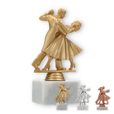 Trophy plastic figure dancing couple on white marble base