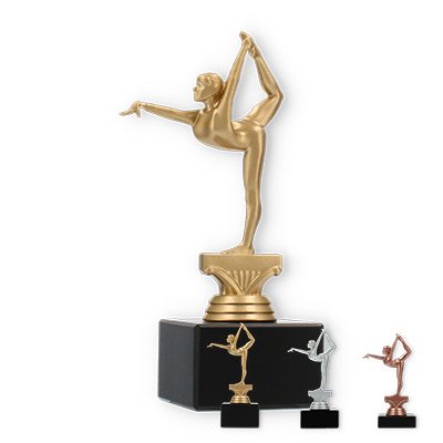 Trophy plastic figure Gymnastics ladies on black marble base