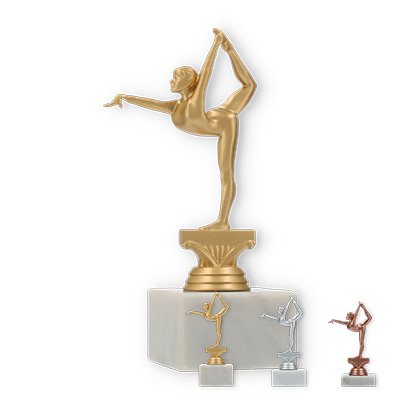Trophy plastic figure Gymnastics ladies on white marble base