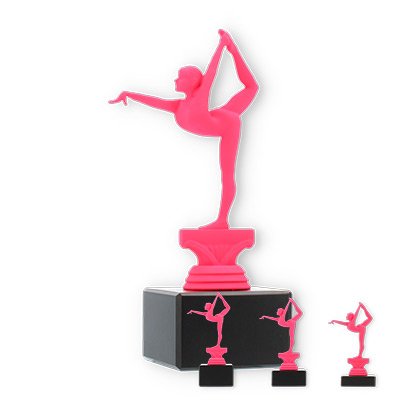 Trophy plastic figure Gymnastics ladies pink on black marble base