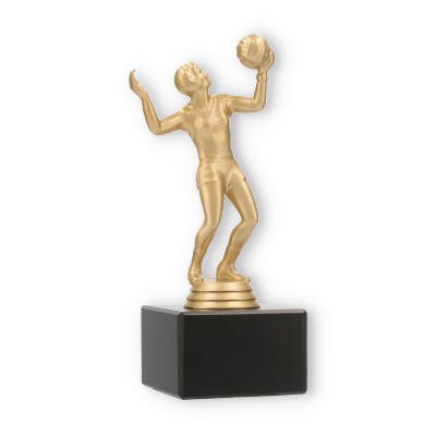Pokal Kunststofffigur Volleyballspielerin auf schwarzem Marmorsockel