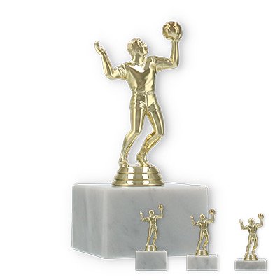 Coupe Figurine en plastique Joueur de volley-ball or sur socle en marbre blanc