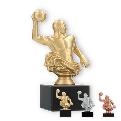 Trophy plastic figure water polo player on black marble base