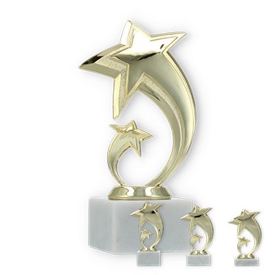 Trophy plastic figure star Pluto gold on white marble base