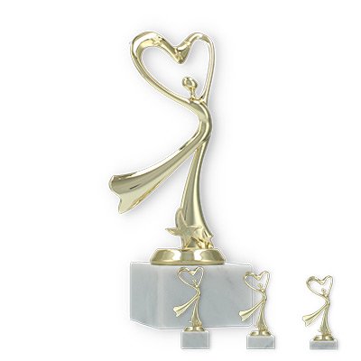 Trophy plastic figure modern dance gold on white marble base