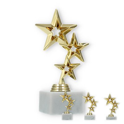 Trophy plastic figure star jupiter gold on white marble base