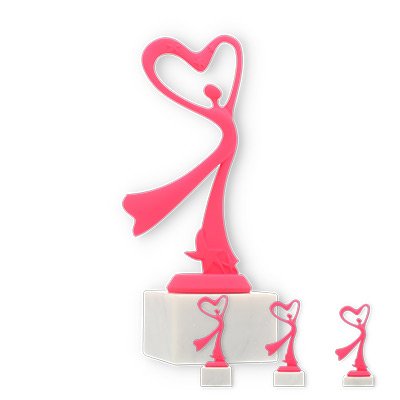Trophées Figure en plastique Danse moderne rose sur socle en marbre blanc