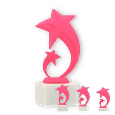 Trofeos Coupes Figura de plástico estrella Pluto rosa sobre base de mármol blanco